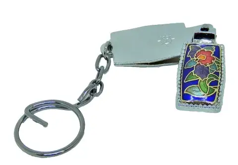 Cloisonne Rectangle Nail Clipper Key Chain, Nail Scissor