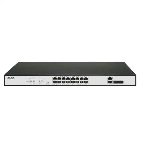 16 ports 10/100 + 2 ports Gigabit PoE Switch