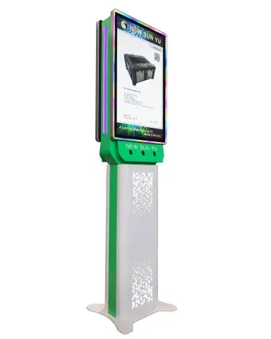 Doubled-sided white Kiosk machine with carving and LED lighting design