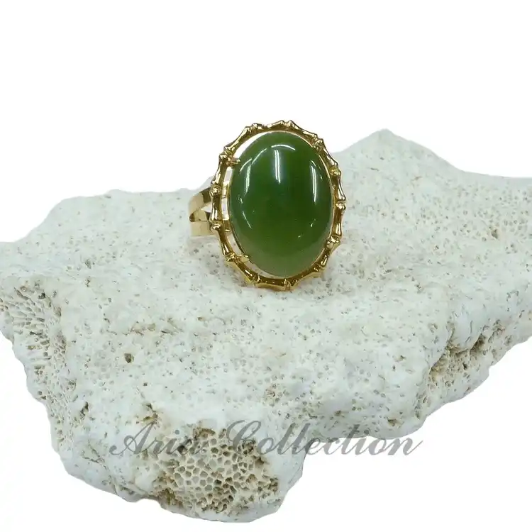 Taiwan jade 13x18mm ring, Nephrite jade ring