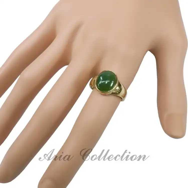 Taiwan Jade Nephrite Ring | 9x11mm Stone, Alloy Band | US Sizes 6–8 | Natural Gemstone, Multi-Size Inventory Available