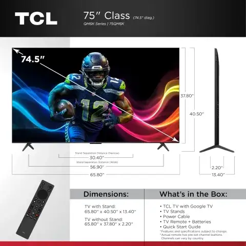 TCL 98-Inch QM6K Series QLED 4K Smart QD-Mini LED TV with Google TV (2025 Model)