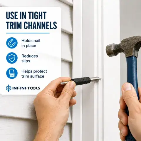 Magnetic Tip Trim Nail Punch – Pocket Sized Nail Holder Punch for Siding, Soffit and Fascia