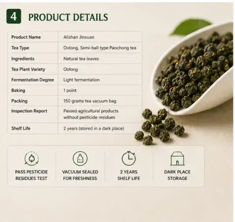 Premium Alishan Jinxuan Oolong High Mountain Tea 150g Vacuum Sealed