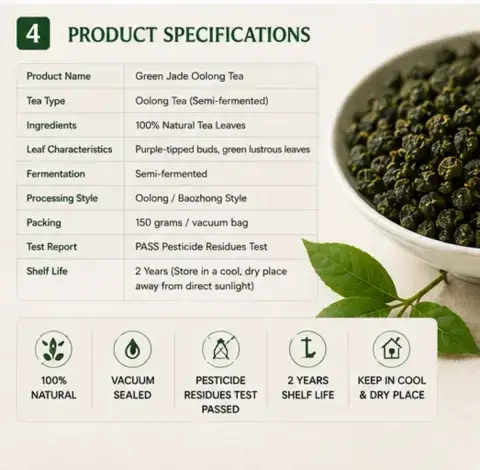 Premium Alishan Green Jade Oolong Tea From Taiwan