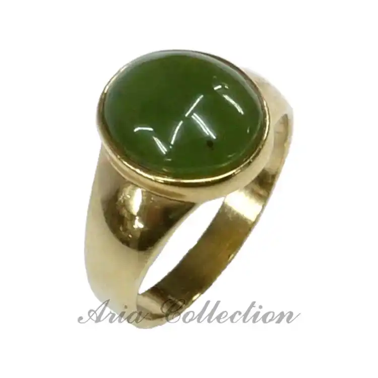 Taiwan Jade Nephrite Ring | 9x11mm Stone, Alloy Band | US Sizes 6–8 | Natural Gemstone, Multi-Size Inventory Available
