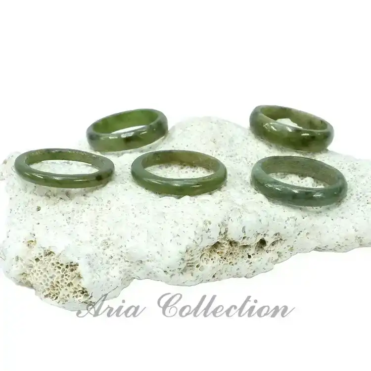 Natural Taiwan Nephrite Jade Band Ring – 2mm to 5mm Width, US Sizes 4.75-10.5, Green Gemstone Ring for Professional Wear
