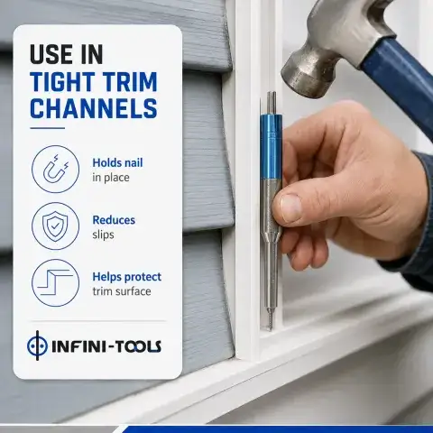Magnetic Tip Trim Nail Punch – Pocket Sized Nail Holder Punch for Siding, Soffit and Fascia
