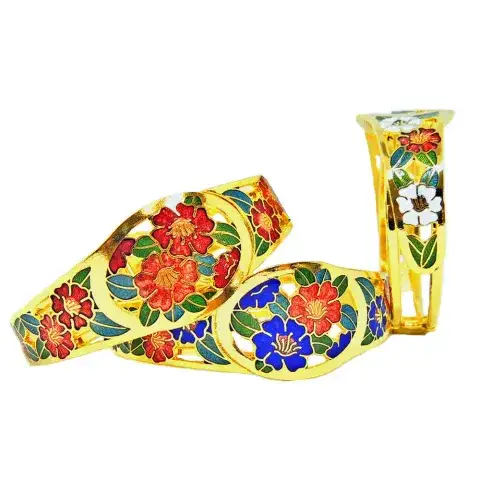 Copper Bracelet Cloisonne Bracelet, Enamel Bracelet