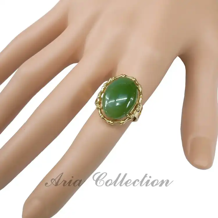 Taiwan jade 13x18mm ring, Nephrite jade ring