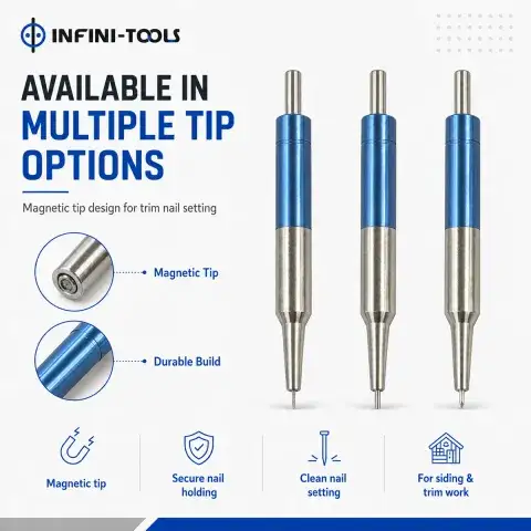 Magnetic Tip Trim Nail Punch – Pocket Sized Nail Holder Punch for Siding, Soffit and Fascia