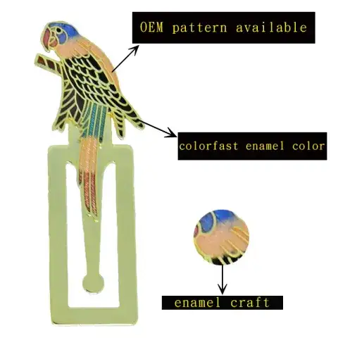 Custom enamel bookmark,cloisonne metal bookmark