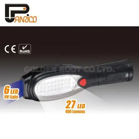 27+6 Magnetic LED Flashlight Folding Work Torch Light