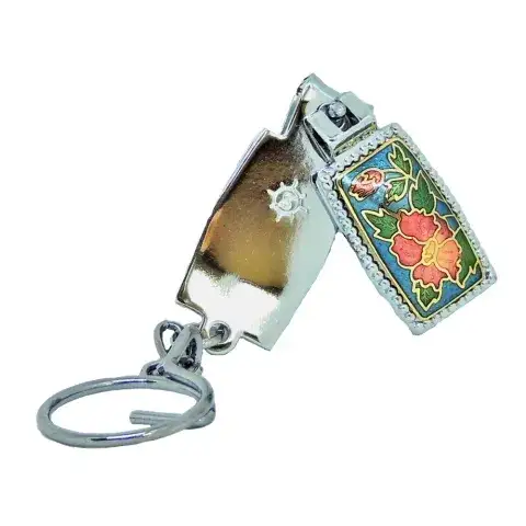 Decorative enamel logo Nail Clipper Key Chain, flora pattern