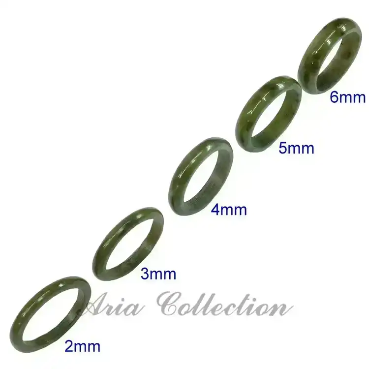 Natural Taiwan Nephrite Jade Band Ring – 2mm to 5mm Width, US Sizes 4.75-10.5, Green Gemstone Ring for Professional Wear