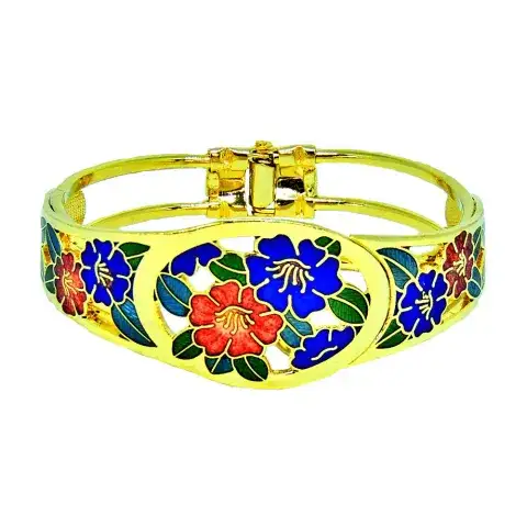 Cloisonne Bracelet, Enamel Bracelet, Copper Bracelet
