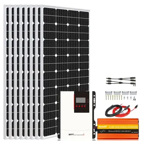 VEVOR 400W 12V Solar Power Kit Solar Panels 200Ah Battery 2000W Inverter Off-Grid