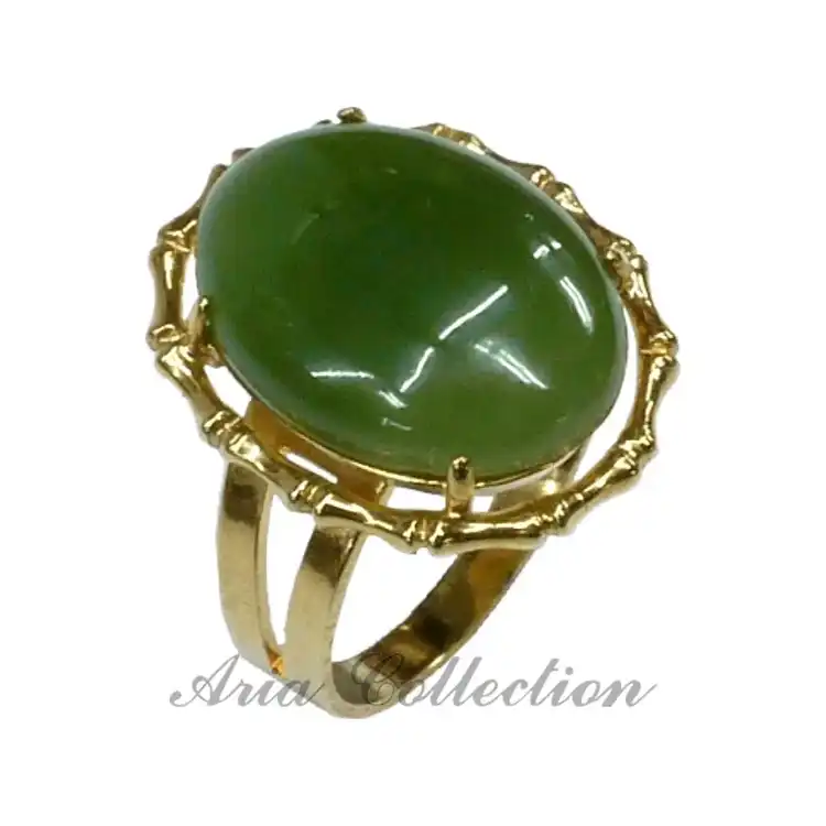 Taiwan jade 13x18mm ring, Nephrite jade ring