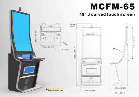49' J type Curved touch monitor metal slot cabinet